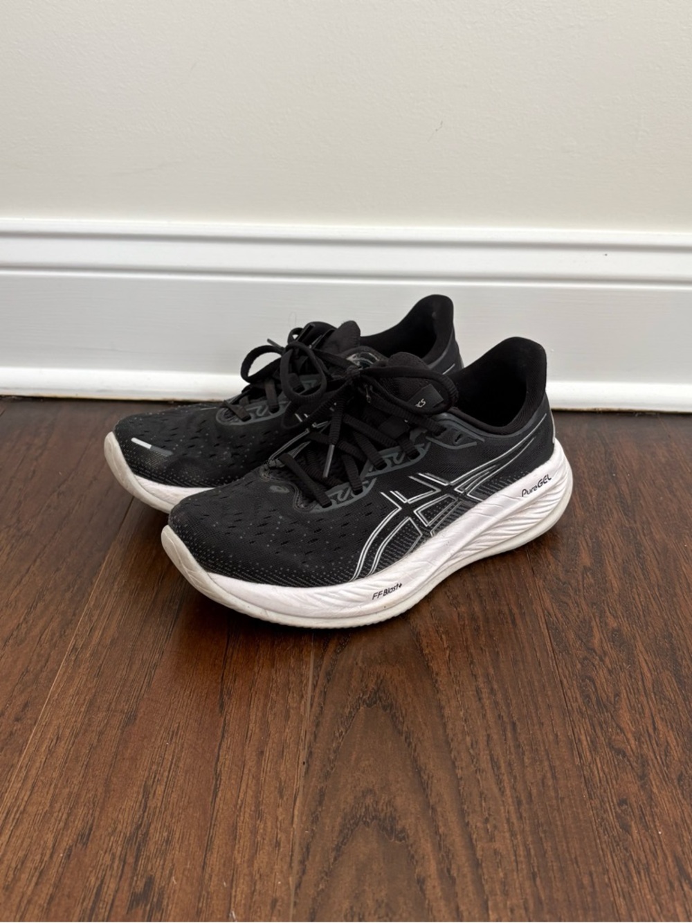 ASICS PureGEL FFBlast+ Black White Sneaker Running Shoe